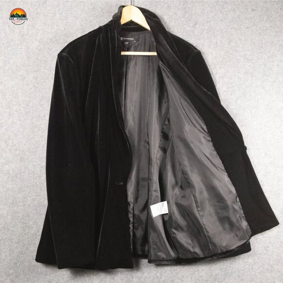 INC International Concepts Velvet Blazer Jacket Black Velour Women's Size XL - Picture 6 of 12